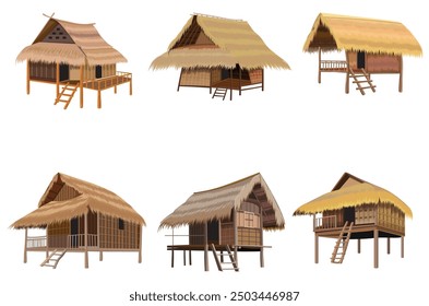 isolated straw hut on white background vector design