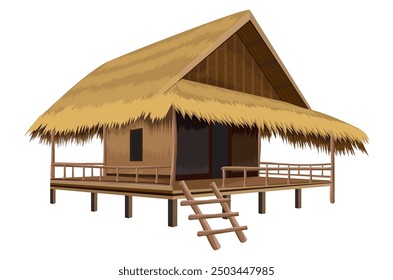 isolated straw hut on white background vector design