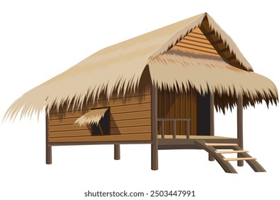 isolated straw hut on white background vector design