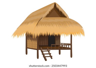 isolated straw hut on white background vector design