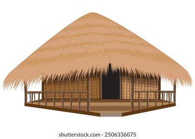 isolated straw hut on white background vector design