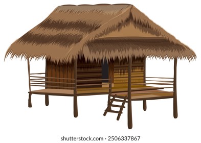 isolated straw hut on white background vector design