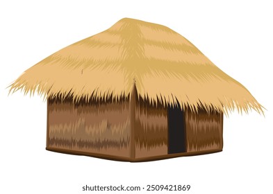 isolated straw hut on white background vector design