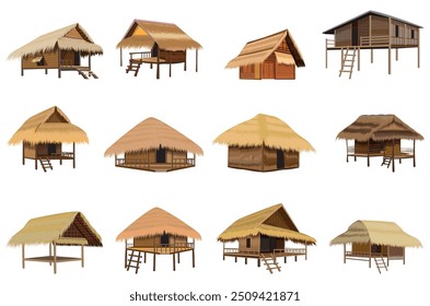 isolated straw hut on white background vector design