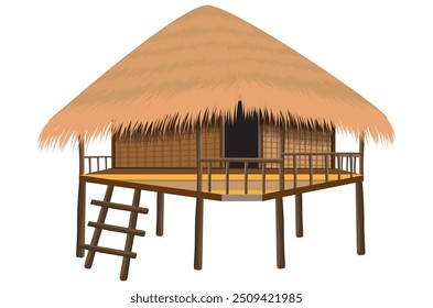 isolated straw hut on white background vector design