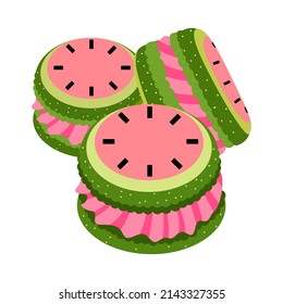 Isolated strawberries cookies Gourmet dessert Sweet food Vector illustration