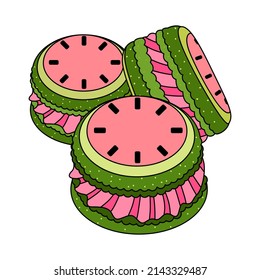 Isolated strawberries cookies Gourmet dessert Sweet food Vector illustration
