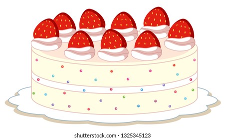 An isolated strawberry cake illustration