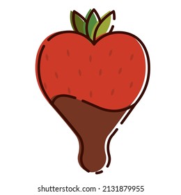Isolated strawberry with chocolate flat design icon Vector illustration