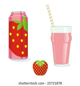 isolated strawberry juice and fruit