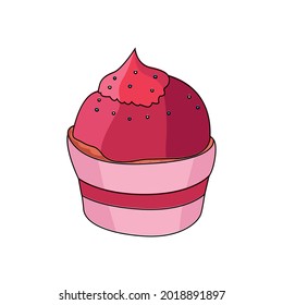 Isolated strawberry muffin dessert with chips Vector