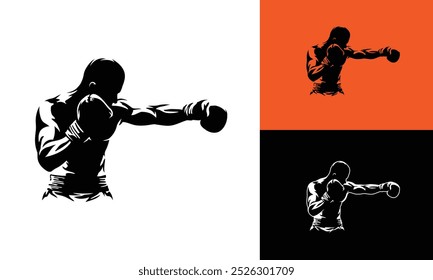 einzelne starke Boxer Silhouette Vektorgrafik