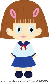 Isolated student cartoon character. school girl