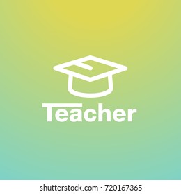 Isolated Student Hat Vector Logo. Studying Logotype With Teacher Writing. Education Icon.