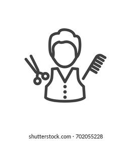 Isolated Stylist Outline Symbol On Clean Background. Vector Barber Element In Trendy Style.