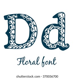 Isolated stylized calligraphic alphabet. Floral font. Vector illustration 