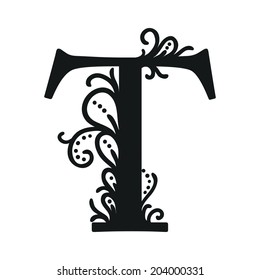 Isolated stylized calligraphic illustration abc. Vector T.
