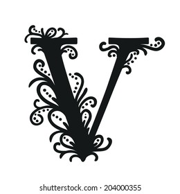 Isolated stylized calligraphic illustration abc. Vector V.