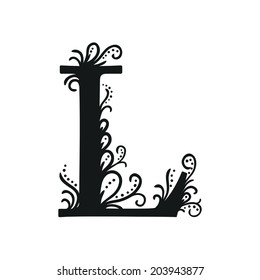 Isolated, stylized calligraphic illustration. Vector L.