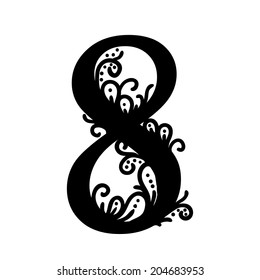 Isolated stylized calligraphic illustration. Vector 8.