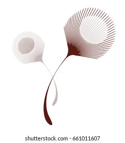 isolated stylized feathers patterns in brown shades