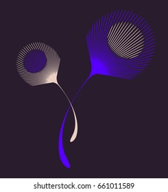 isolated stylized feathers patterns in purple shades