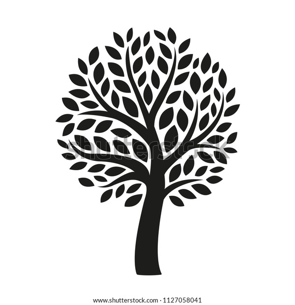 Isolated Stylized Tree Black Silhouette Stock Vector (Royalty Free ...