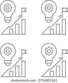 Proyecto de éxito aislado Iconos de mapa de puntos, Proyecto de éxito Iconos de mapa de puntos Estilo de punto negro, Proyecto de éxito Símbolos de interfaz de usuario mínimos, Cuatro íconos de cuadrícula de puntos idénticos, Iconos de Diseño web de App moderno limpio