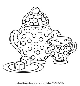 Isolated sugar bowl and coffee cup design