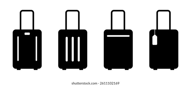 Isolated Suitcase vector icon, Baggage and Luggagesymbol collection, Travel and Journey graphic elements, illustration and Trip Clip art for decoration, Web and Banner (Editable)