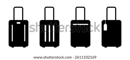 Isolated Suitcase vector icon, Baggage and Luggagesymbol collection, Travel and Journey graphic elements, illustration and Trip Clip art for decoration, Web and Banner (Editable)