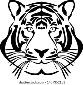 isolated sumatran tiger head tattoo vector