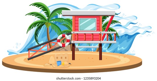 Isolated summer beach template illustration