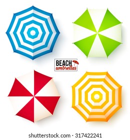 Isolated Summer Beach Umbrellas Vector Set