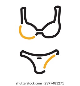 Icono de bikini de verano aislado diseño plano Ilustración vectorial