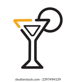 Icono de cóctel de verano aislado Icono de diseño plano Ilustración vectorial