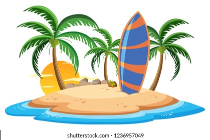 Isolated summer island on whate background illustration