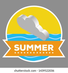 Isolated summer label with a 3d cloud - Vector