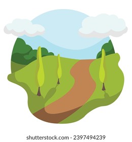 Isolated summer landscape with road and trees Vector illustration