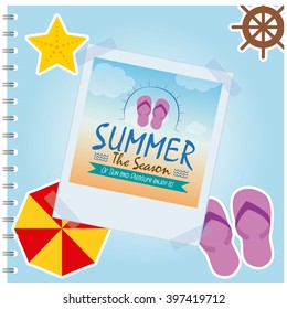 Isolated summer photo of sandals on a colored background