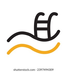 Icono de piscina de verano aislado Icono de diseño plano Ilustración vectorial