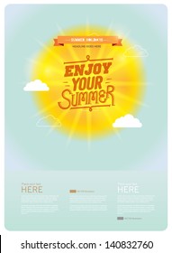 isolated summer sun with graphic message(enjoy your summer). Vector/EPS10