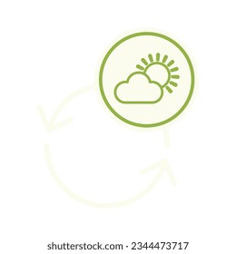 Isolated sun with cloud icon next to a recyclable symbol Vector illustration
