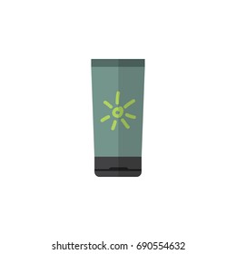 Isolated Sun Cream Flat Icon. Moisturizer Vector Element Can Be Used For Sun, Cream, Moisturizer Design Concept.