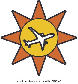 Isolated sun icon with an airplane, Vector illustration
