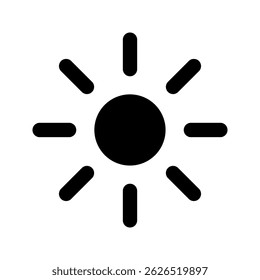 Ícone de sol isolado no fundo branco. Ilustração vetorial