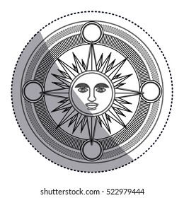 Isolated sun inside compass design
