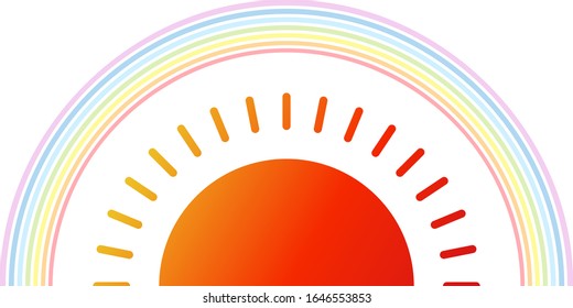 Material de ilustración aislado de sol y arco iris.