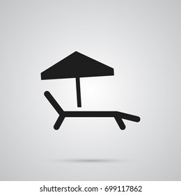 Isolated Sunbed Icon Symbol On Clean Background. Vector Chaise Longue Element In Trendy Style.