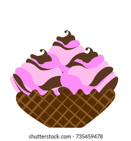 Isolated sundae on a white background, Vector illustration